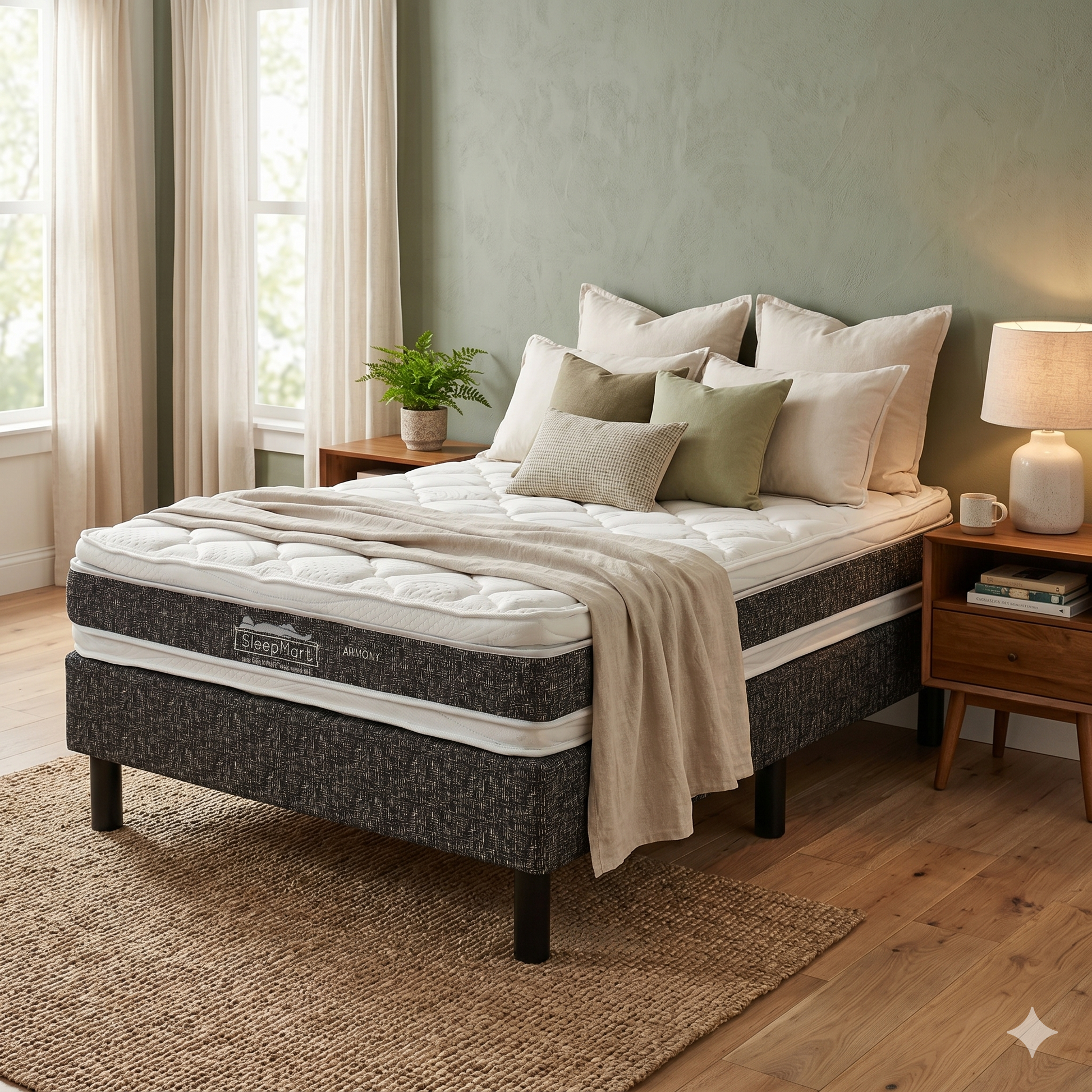 Colchón SleepMart Armony ambientado con base