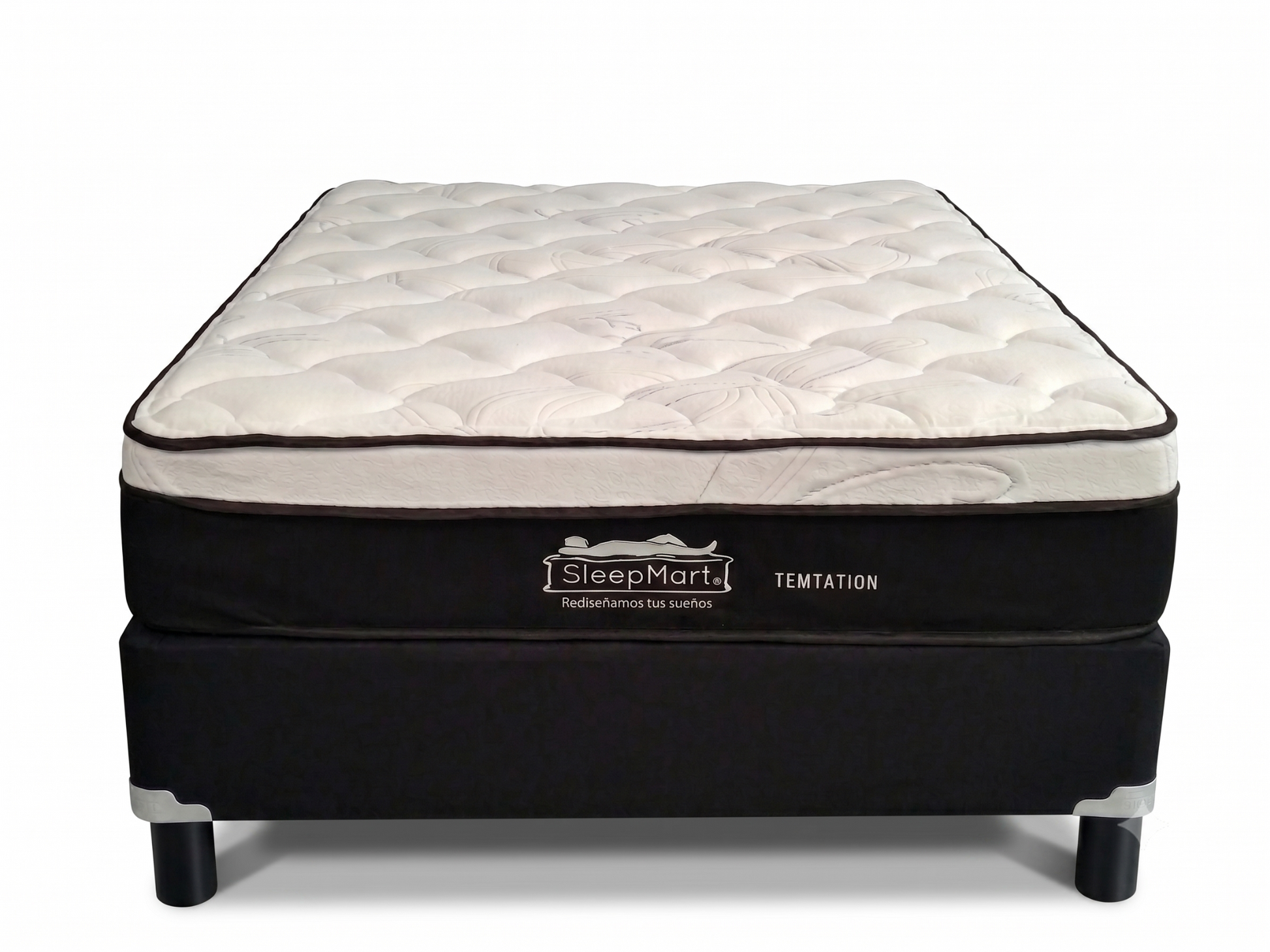 Colchón SleepMart Temptation con base negra sobre fondo blanco