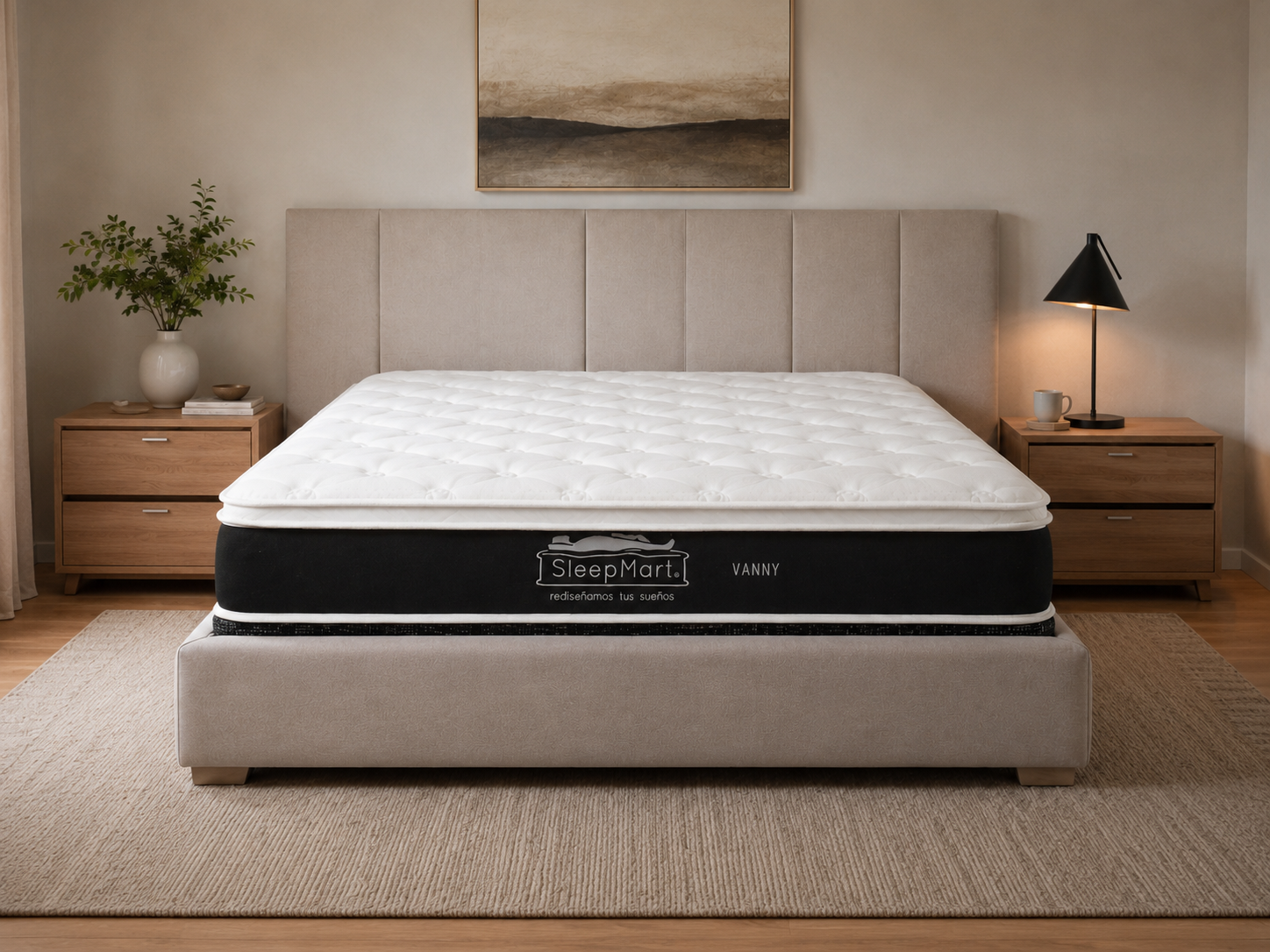 Colchón SleepMart Vanny visto de frente en recámara